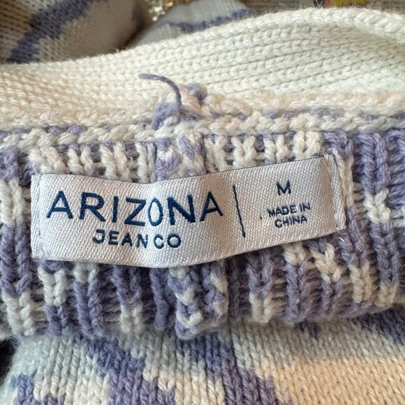 Arizona Jean Co. Purple & Ivory Knit Cropped Button Front Cardigan, Medium - Picture 10 of 11